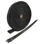 Exhaust Wrap 1" X 50', Fibreglass Black W/Stainless Ties - CAL-H1012BK