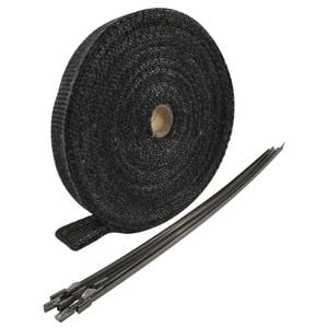 Exhaust Wrap 1" X 50', Fibreglass Black W/Stainless Ties - CAL-H1012BK