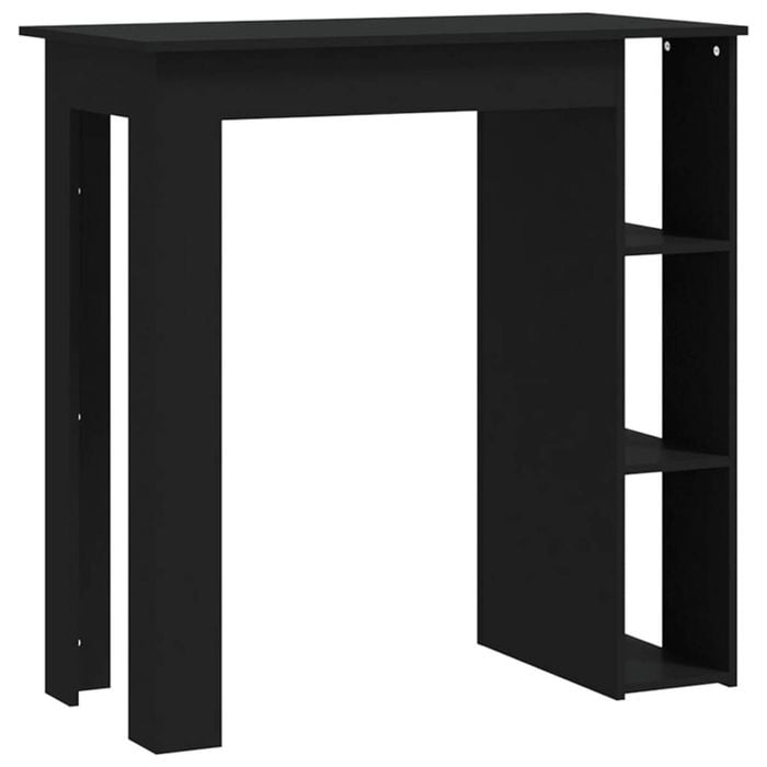 vidaXL Bar Table with Shelf Black Bistro Pub Breakfast Table