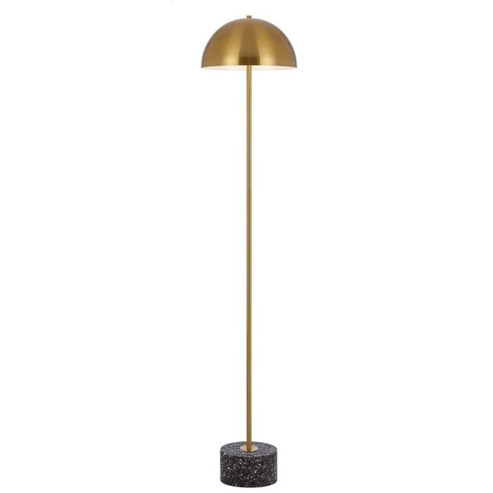 Telbix Domez Modern Standing Floor Lamp Light Foot Switch Metal Terrazzo Antique Gold Black Terrazzo