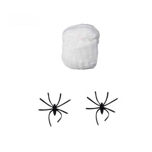 P&P Glow Spider Web Halloween Decor 20g with 2 Fake Spiders for Parties