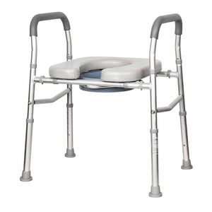 Over Toilet Aid with Cushioned Soft Seat - Adjustable Height & Sturdy Support for Elderly and Disabled, 130kg Capacity