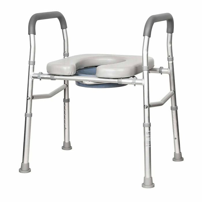 Over Toilet Aid with Cushioned Soft Seat - Adjustable Height & Sturdy Support for Elderly and Disabled, 130kg Capacity