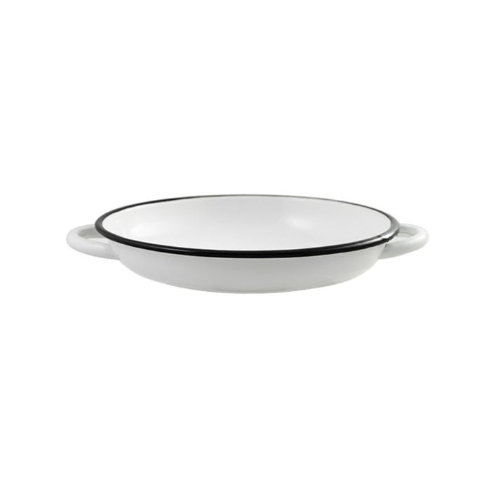 Urban Style Enamelware 22cm Ragout Plate w/ Black Rim - White