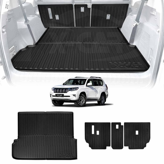 3D Boot Liner Back Seat Protector Combo for Toyota Prado 150 Series 7 Seats 2009-2024 Kick Mats