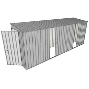 Build-A-Shed 1.2 x 5.2 x 2.0m Skillion Dual Single Sliding Side Doors Shed - Zinc