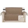 Smarcute 2 Seater Quilted Reversible Pet Friendly Non-Slip Sofa Cover with Straps Taupe