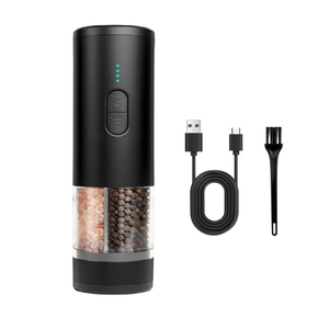 Provecta Automatic Salt and Pepper Grinder Set 2x100ml Rechargeable Electric Spice Mill Adjustable Coarseness LED Light