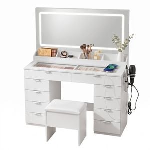 Artiss Dressing Table Charging Station LED White