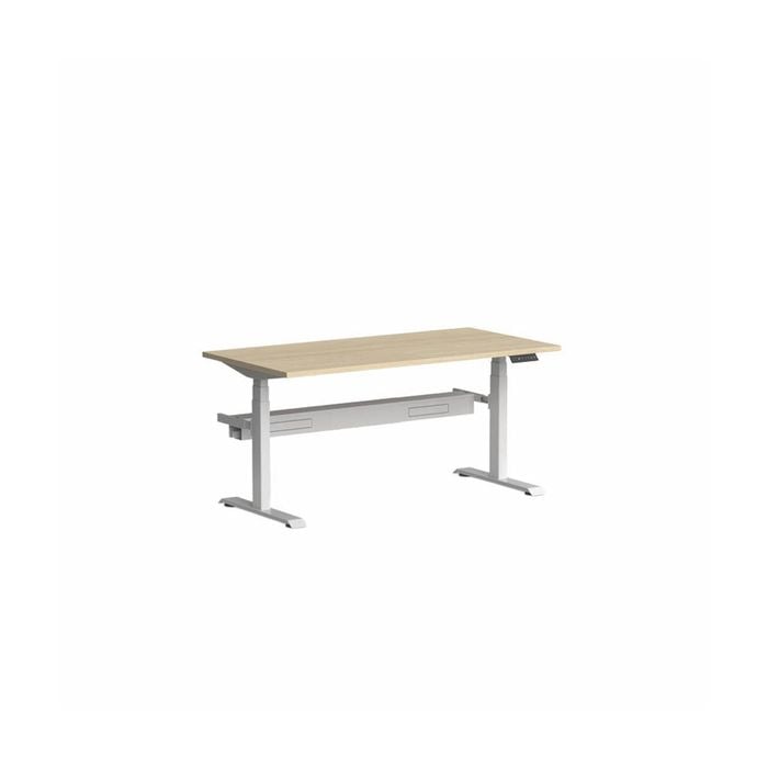 Olg Klass White Frame New Oak Ravine Top With Cable Management Scallop Height Adjustable Desk L1800mm X W750mm