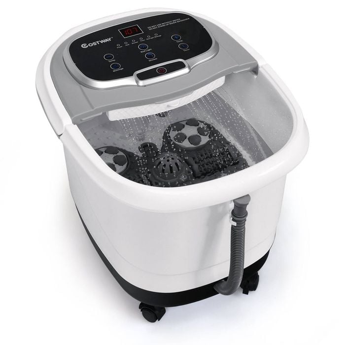 Costway Heated Foot Spa Massager W/adjustable Shower/led Display/timer Grey