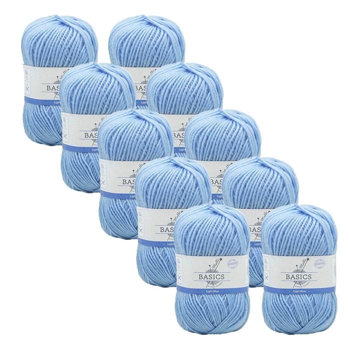 10x Malli Light  Blue Blend Basic 100g Knitting/crochet Yarn Acrylic/poly