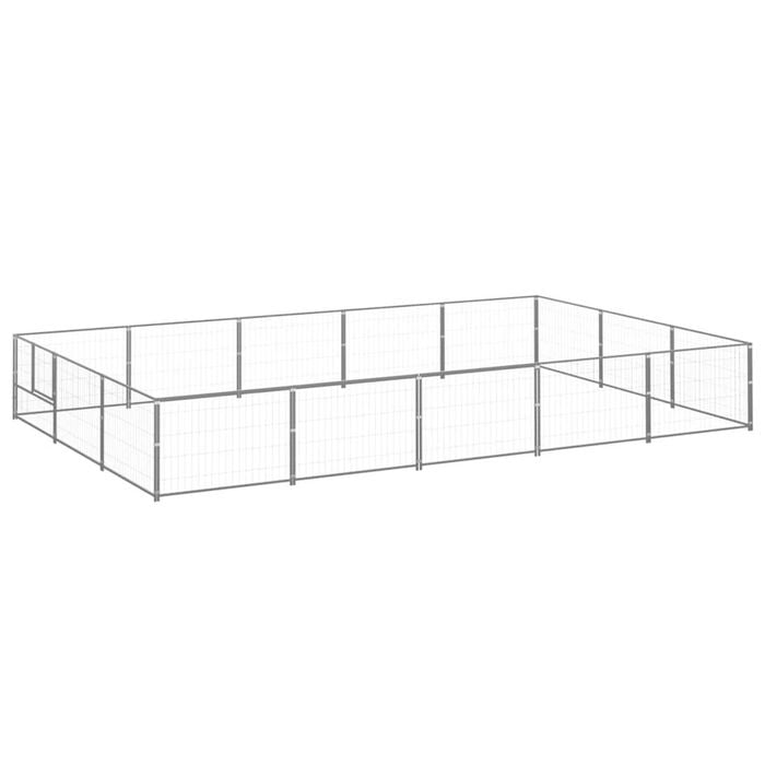 vidaXL Dog Kennel Silver Steel Outdoor Puppy Enclosure Dog Pet Supply Cage