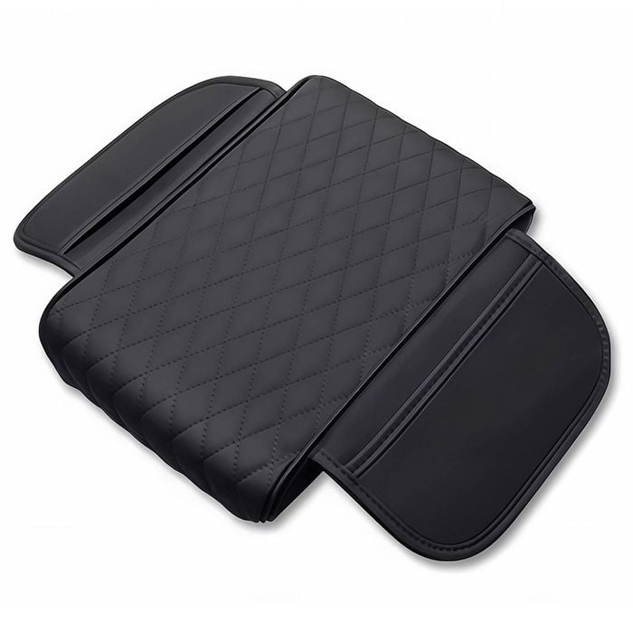 Catzon Car Console Armrest Cover Thickened Upgraded Microfiber Leather Arm Cushion-black