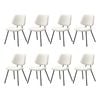 Oikiture 8x Dining Chair Vintage Retro Sherpa Kitchen Padded Lounge White