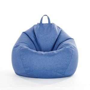 Catzon Bean Bag Chair Cover (No Filler) Linen Washable-DarkBlue(M)