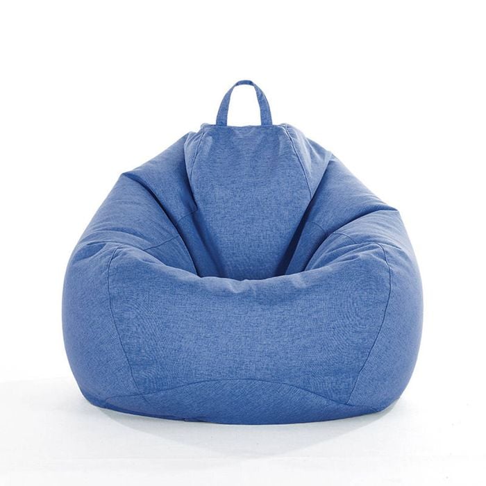 Catzon Bean Bag Chair Cover (No Filler) Linen Washable-DarkBlue(M)
