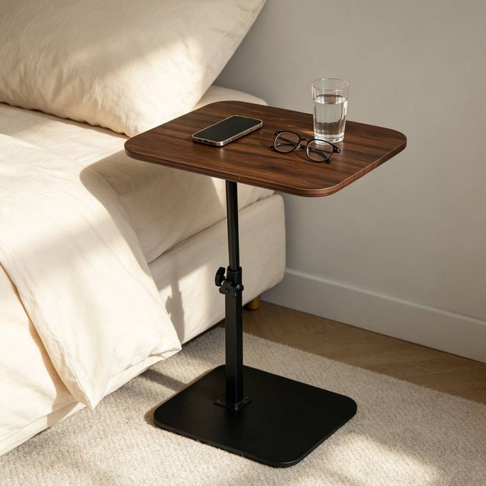 BRIBRION C Shaped Side Table Adjustable Height, Couch Tray Table