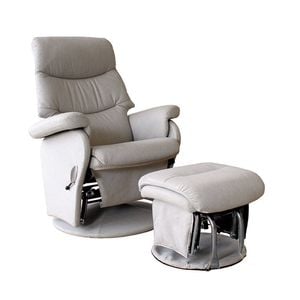 Manhattan Feeding Glider Chair & Ottoman - Steel Grey Fabric