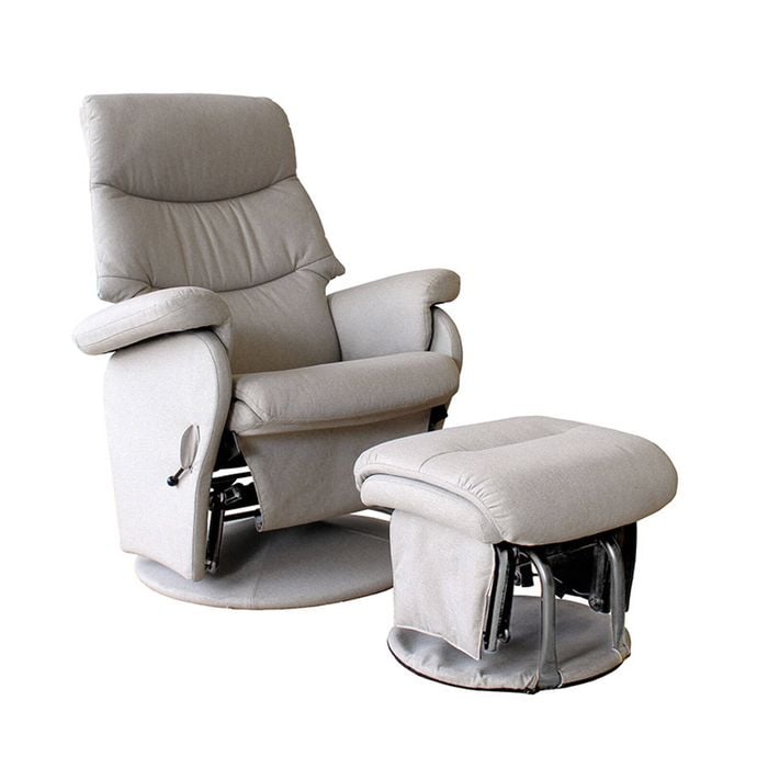 Manhattan Feeding Glider Chair & Ottoman - Steel Grey Fabric