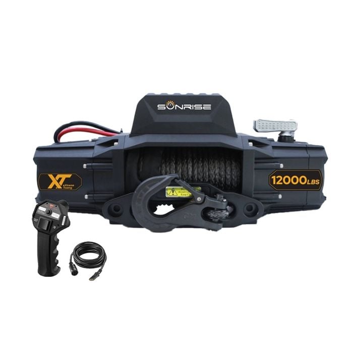 Sunrise Electric Winch Trailer Car Atv Utv 12000lbs (5443kg) Wireless 218:1 Gear Synthetic Rope Winch - Ew12000r