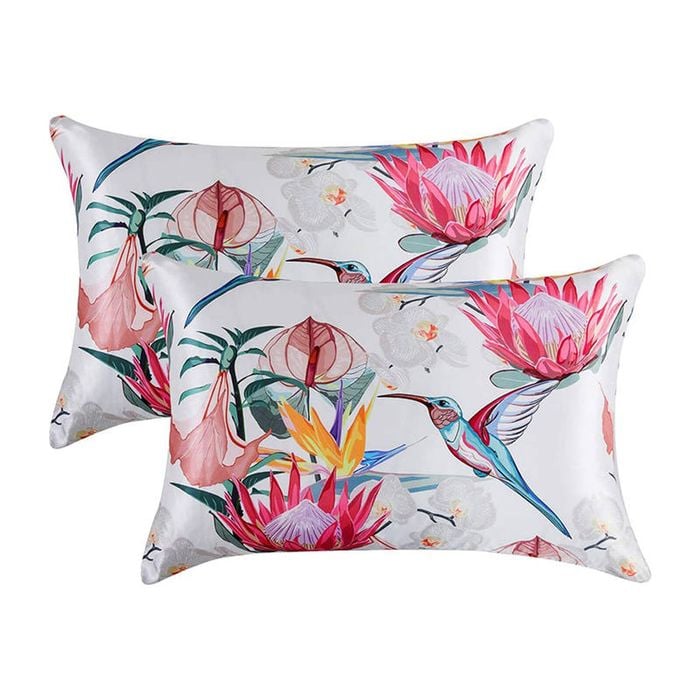 Catzon 2 Pcs Floral Satin Pillowcases for Hair and Skin with Envelope Closure 50 X 66cm