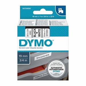 Dymo Black On White 19mmx7m Tape