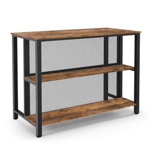 Costway Wood Kitchen Buffet Island Table 3-tier Wine Bar Table Brown