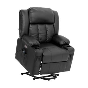 Oikiture Recliner Chair Electric Lift Massage Armchair With 2 Charge Ports Black