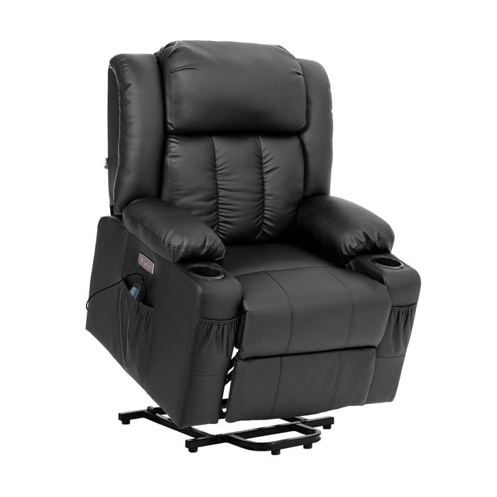 Oikiture Recliner Chair Electric Lift Massage Armchair With 2 Charge Ports Black