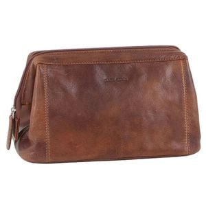 Pierre Cardin s Rustic Leather Toiletry Case  Travel Cognac
