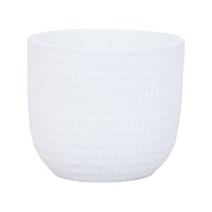 18 x 16cm White Dotty Ceramic Pot - 180mm
