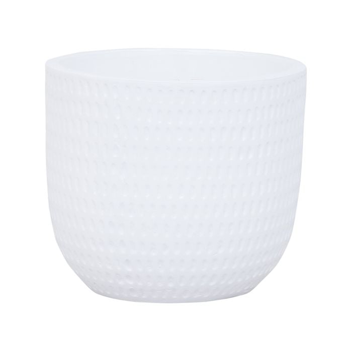 18 x 16cm White Dotty Ceramic Pot - 180mm