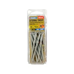 Zenith 10G x 75mm Galvanised Square Drive External Timber Screw - 10 Pack