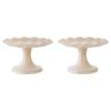 2pk Ecology Soda Lime Glass Ruffle Fluted Edged Cake Stand 20 X 12.5cm Pink Salt