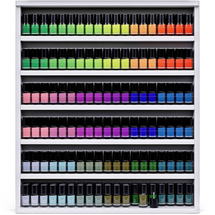 Ufurniture Wall Mount Nail Polish Organizer 6-Tier Wood Paint Display Stand w/Acrylic Baffle White