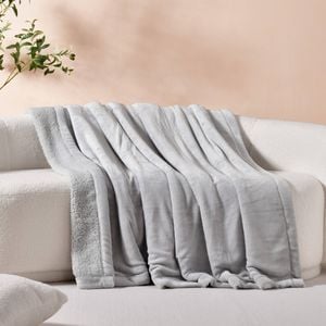 Serene Hudson Fleece And Sherpa Reverse Throw Blanket Grey 130x170cm