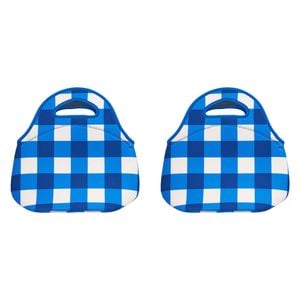 2PK Annabel Trends 30cm Neoprene Lunch Bag - Cobalt Check