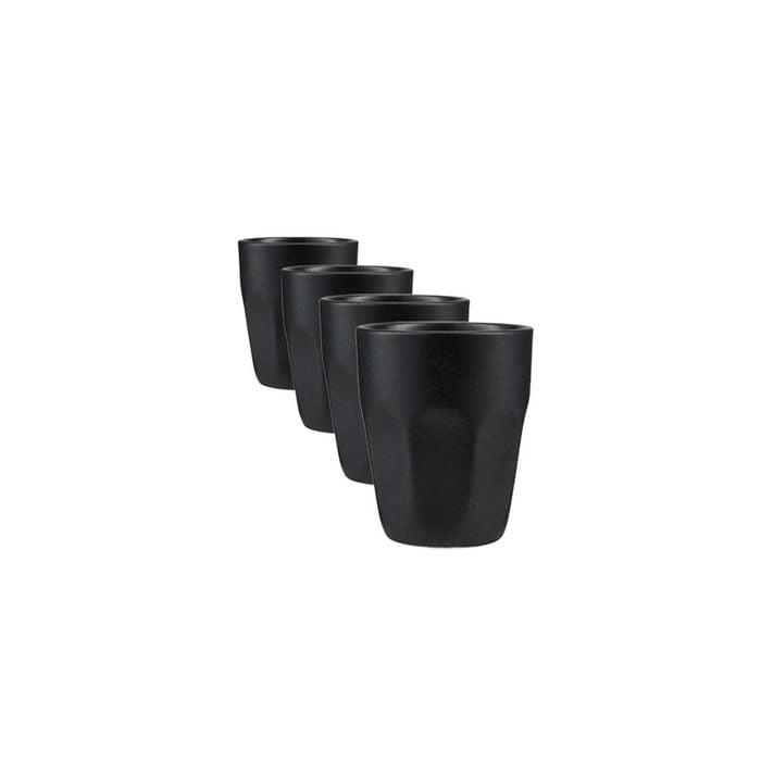 4x Maxwell & Williams Latte Cup Porcelain Caviar Black Reactive Glaze 250ml