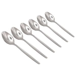 Argon Tableware Economy Silver Teaspoons - 6x Durable Rust Resistant Stainless Steel Finish Dishwasher Safe Flatware Set