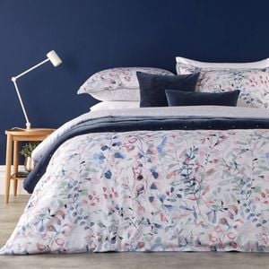 Christy Stems Dusty Pink Quilt Cover Set Cotton Sateen Super King Multicoloured