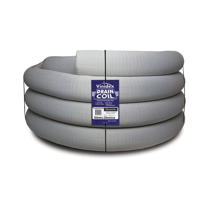Vinidex 100mm x 20m Socked Slotted Draincoil