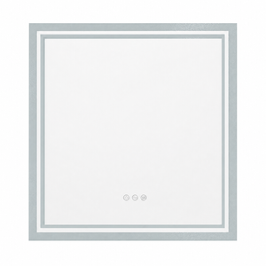 Oakory 70cm Square Led Lighted Bathroom Mirror Wall Mounted Dimmable Anti-fog Makeup Mirror