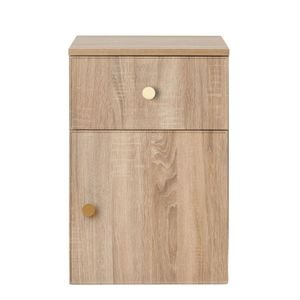 European Cabinetry Natural Oak Slim Round Brass Porto Bedside Table