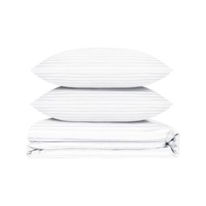 LINENOVA 1800TC Striped Comfort Quilt Cover Set - Single,White
