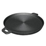 SOGA 35cm Round Ribbed Cast Iron Sizzle Platter with Handle