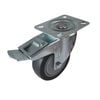 Easyroll 100mm 100kg Grey Castor With Swivel Plate And Brake - 100mm