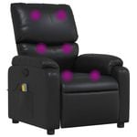 vidaXL Massage Recliner Chair Reclining Armchair Single Sofa Black Faux Leather
