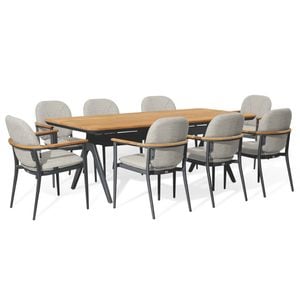 SIMPO Atlanta 9-Piece Outdoor Dining Setting - Grey