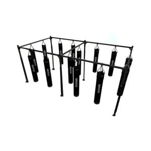 Smai 14 Station Boxing Bag Rack Pack - Option B: Frame + Punching Bags - Black